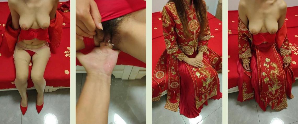 My sister-in-law put on a Chinese wedding dress and looked dignified, and she suddenly got hard.